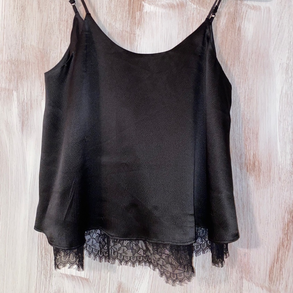NWT Tahari Silk Lace Black camisole Tank Top - Picture 3 of 4